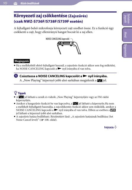 Sony NWZ-S739F - NWZ-S739F Istruzioni per l'uso Ungherese