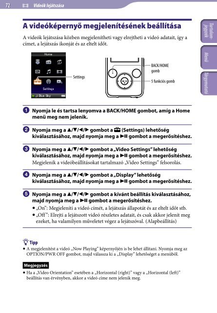Sony NWZ-S739F - NWZ-S739F Istruzioni per l'uso Ungherese