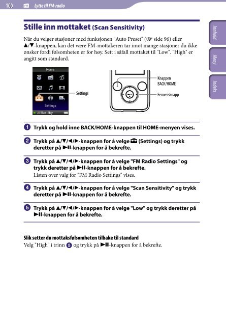 Sony NWZ-S739F - NWZ-S739F Istruzioni per l'uso Norvegese