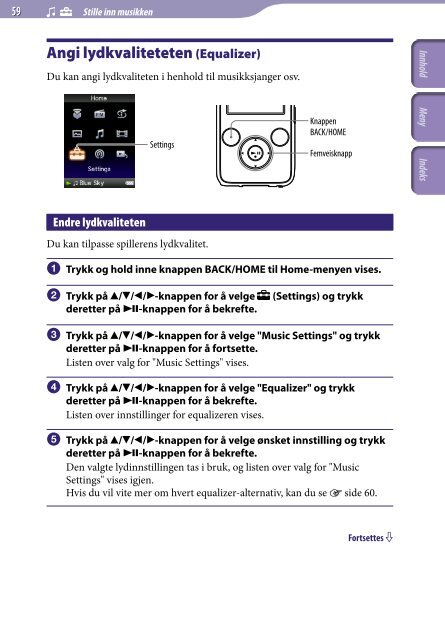 Sony NWZ-S739F - NWZ-S739F Istruzioni per l'uso Norvegese