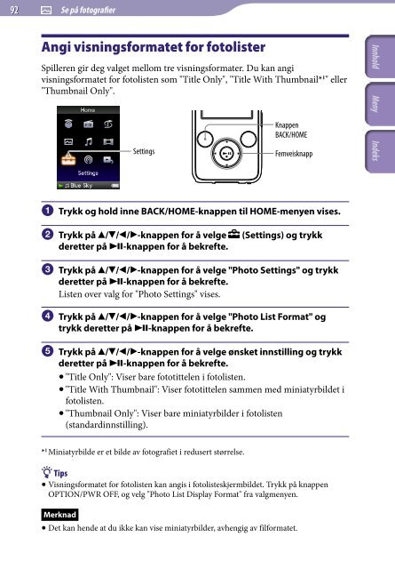 Sony NWZ-S739F - NWZ-S739F Istruzioni per l'uso Norvegese