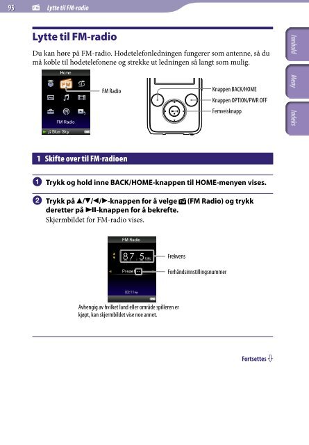 Sony NWZ-S739F - NWZ-S739F Istruzioni per l'uso Norvegese