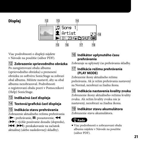 Sony NW-E013 - NW-E013 Istruzioni per l'uso Slovacco