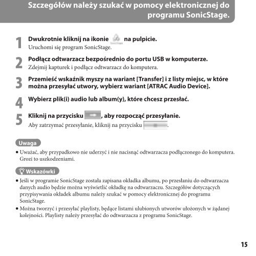 Sony NW-E013 - NW-E013 Istruzioni per l'uso Polacco