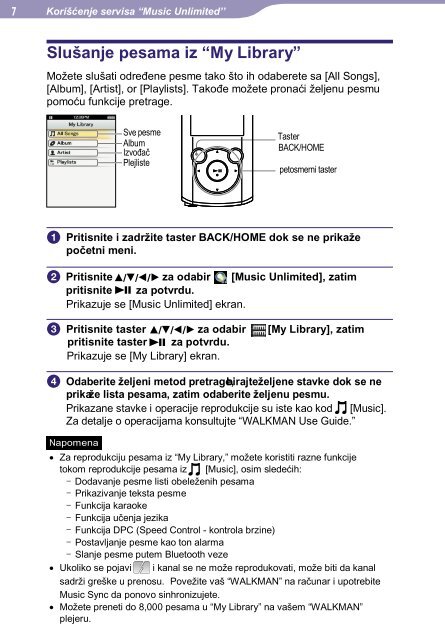 Sony NWZ-S763BT - NWZ-S763BT Guida di configurazione rapid Serbo