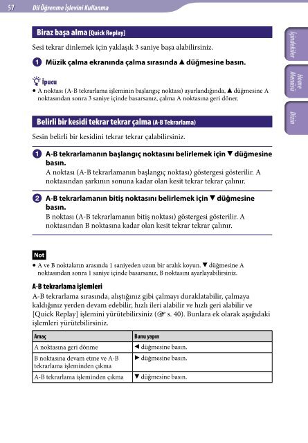 Sony NWZ-A846 - NWZ-A846 Istruzioni per l'uso Turco