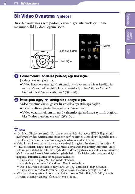 Sony NWZ-A846 - NWZ-A846 Istruzioni per l'uso Turco