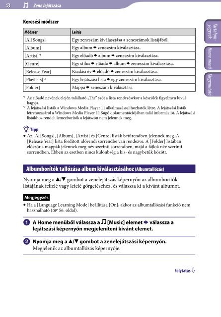 Sony NWZ-A846 - NWZ-A846 Istruzioni per l'uso Ungherese