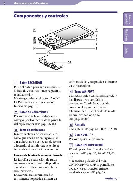 Sony NWZ-A846 - NWZ-A846 Istruzioni per l'uso Spagnolo