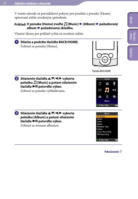 Sony NWZ-S545 - NWZ-S545 Istruzioni per l'uso Slovacco