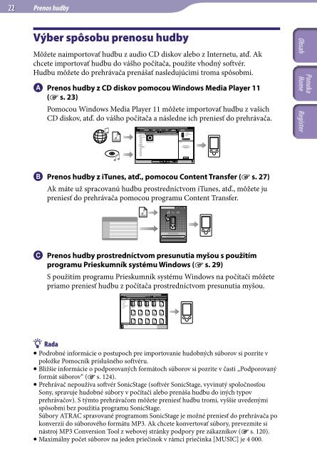 Sony NWZ-S545 - NWZ-S545 Istruzioni per l'uso Slovacco