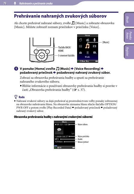 Sony NWZ-S545 - NWZ-S545 Istruzioni per l'uso Slovacco