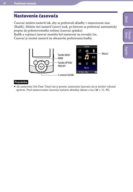 Sony NWZ-S545 - NWZ-S545 Istruzioni per l'uso Slovacco