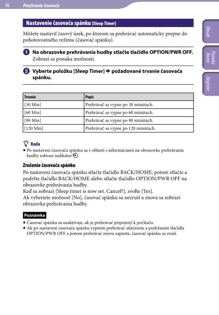 Sony NWZ-S545 - NWZ-S545 Istruzioni per l'uso Slovacco