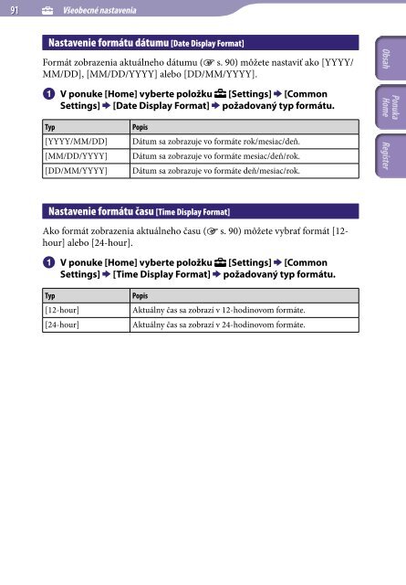 Sony NWZ-S545 - NWZ-S545 Istruzioni per l'uso Slovacco