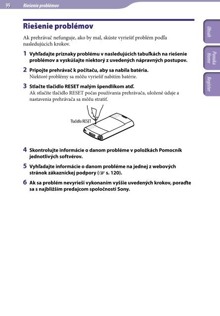 Sony NWZ-S545 - NWZ-S545 Istruzioni per l'uso Slovacco