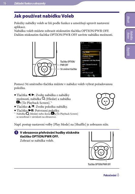 Sony NWZ-A846 - NWZ-A846 Istruzioni per l'uso Ceco