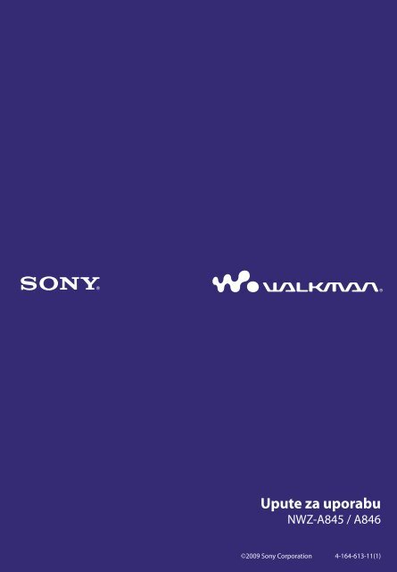 Sony NWZ-A846 - NWZ-A846 Istruzioni per l'uso Croato