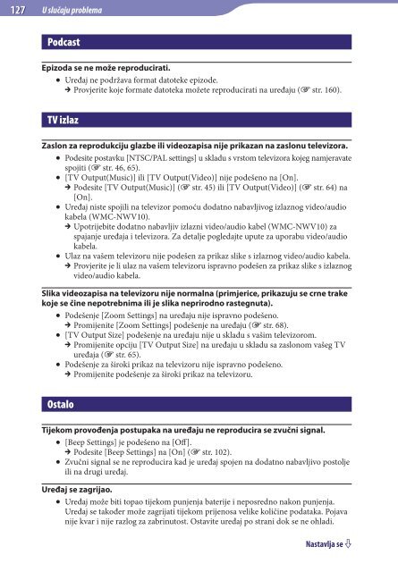 Sony NWZ-A846 - NWZ-A846 Istruzioni per l'uso Croato