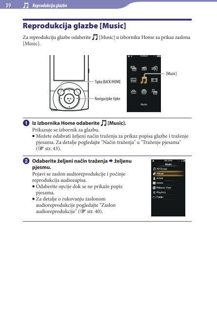 Sony NWZ-A846 - NWZ-A846 Istruzioni per l'uso Croato