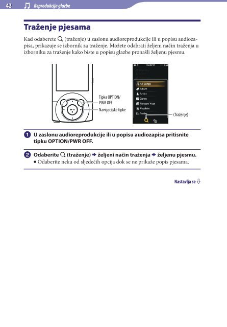 Sony NWZ-A846 - NWZ-A846 Istruzioni per l'uso Croato