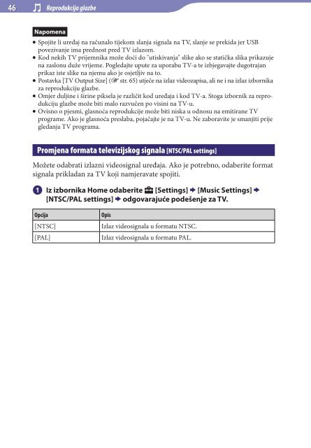 Sony NWZ-A846 - NWZ-A846 Istruzioni per l'uso Croato