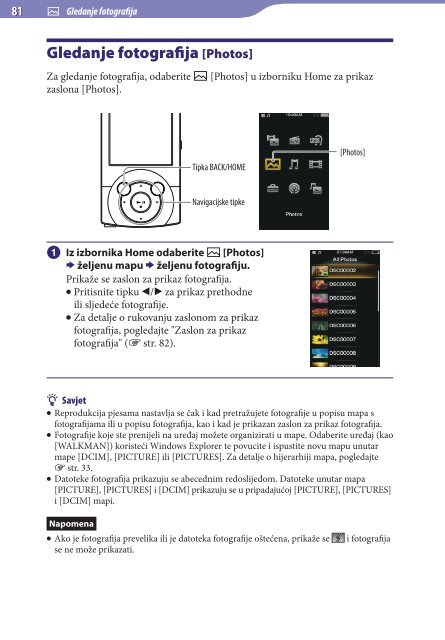 Sony NWZ-A846 - NWZ-A846 Istruzioni per l'uso Croato