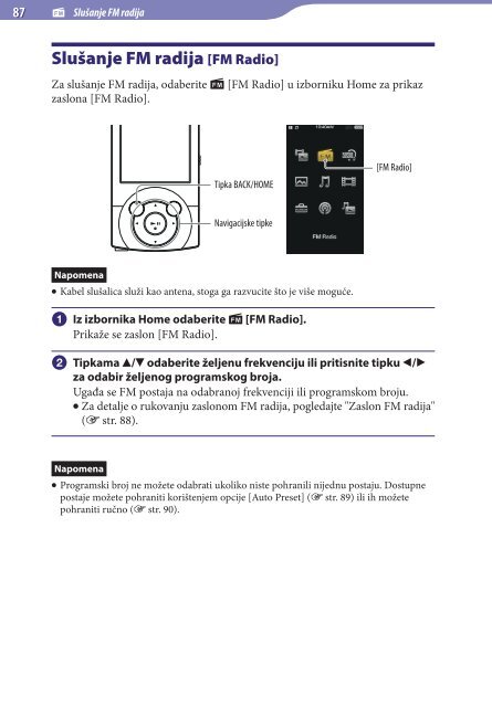 Sony NWZ-A846 - NWZ-A846 Istruzioni per l'uso Croato