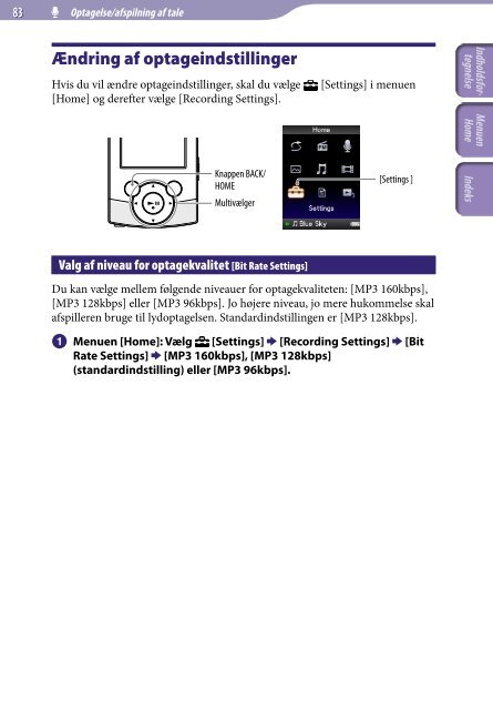 Sony NWZ-S545 - NWZ-S545 Istruzioni per l'uso Danese