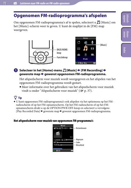 Sony NWZ-S545 - NWZ-S545 Istruzioni per l'uso Olandese