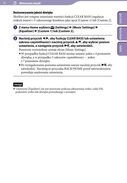 Sony NWZ-A846 - NWZ-A846 Istruzioni per l'uso Polacco