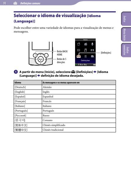 Sony NWZ-S545 - NWZ-S545 Istruzioni per l'uso Portoghese