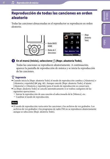 Sony NWZ-S545 - NWZ-S545 Istruzioni per l'uso Spagnolo