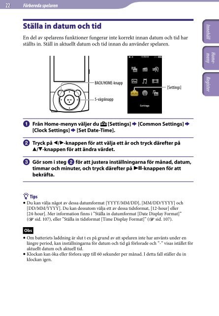 Sony NWZ-A846 - NWZ-A846 Istruzioni per l'uso Svedese