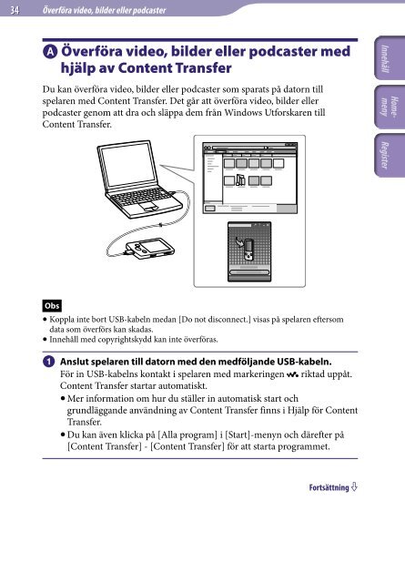 Sony NWZ-A846 - NWZ-A846 Istruzioni per l'uso Svedese