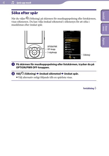 Sony NWZ-A846 - NWZ-A846 Istruzioni per l'uso Svedese