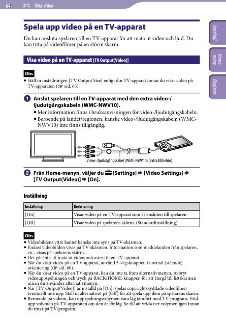 Sony NWZ-A846 - NWZ-A846 Istruzioni per l'uso Svedese