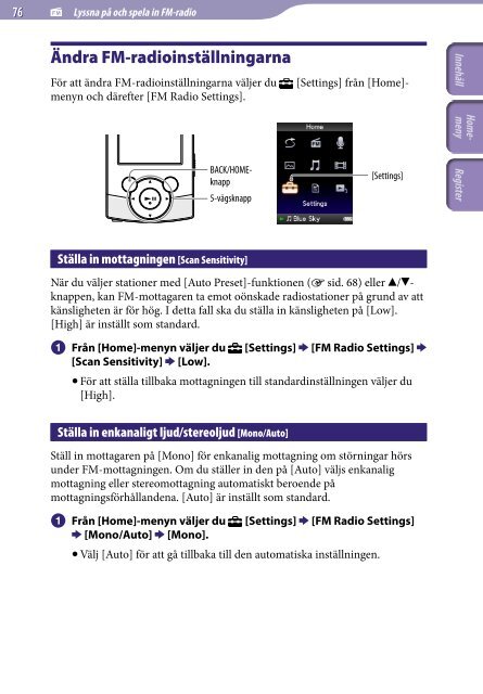 Sony NWZ-S545 - NWZ-S545 Istruzioni per l'uso Svedese