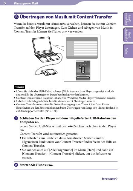 Sony NWZ-S545 - NWZ-S545 Istruzioni per l'uso Tedesco