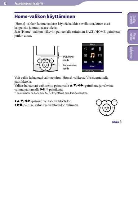 Sony NWZ-S545 - NWZ-S545 Istruzioni per l'uso Finlandese