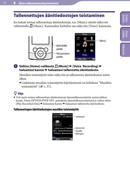 Sony NWZ-S545 - NWZ-S545 Istruzioni per l'uso Finlandese