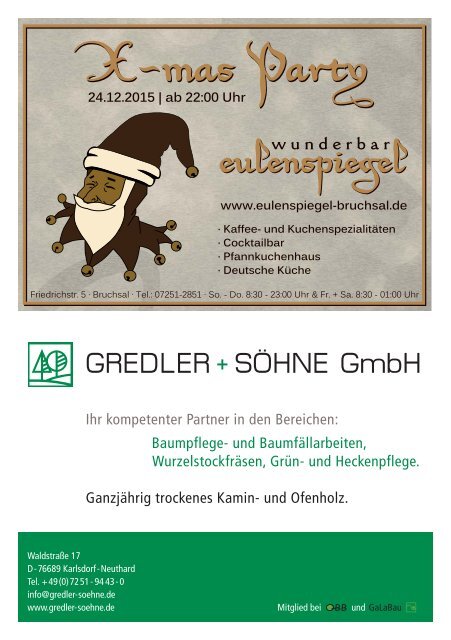 Programmheft Schlossweihnacht Bruchsal 2015