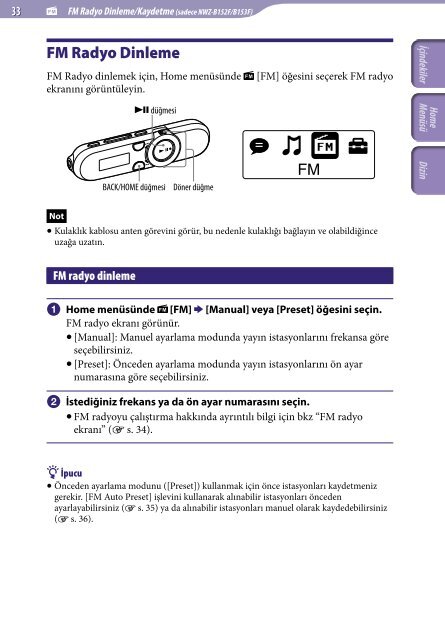 Sony NWZ-B153 - NWZ-B153 Istruzioni per l'uso Turco