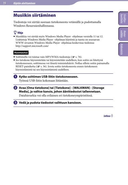 Sony NWZ-B153 - NWZ-B153 Istruzioni per l'uso Finlandese