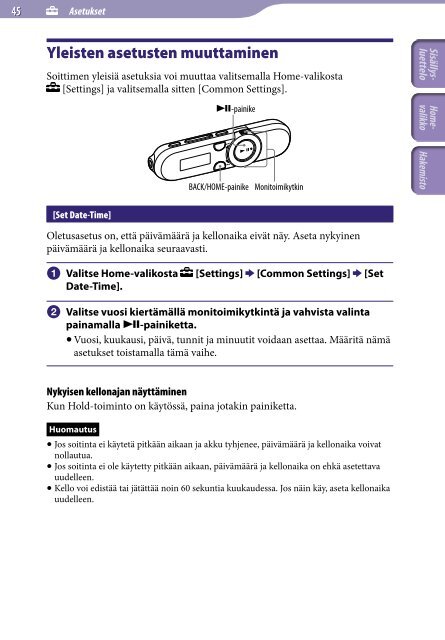 Sony NWZ-B153 - NWZ-B153 Istruzioni per l'uso Finlandese