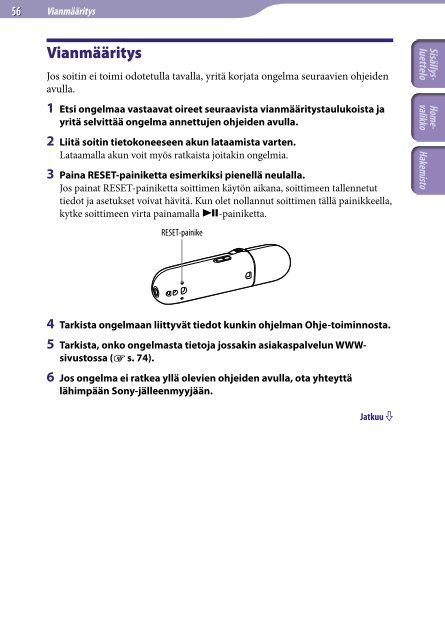 Sony NWZ-B153 - NWZ-B153 Istruzioni per l'uso Finlandese