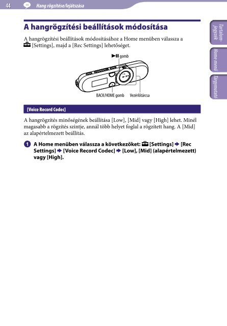 Sony NWZ-B153 - NWZ-B153 Istruzioni per l'uso Ungherese