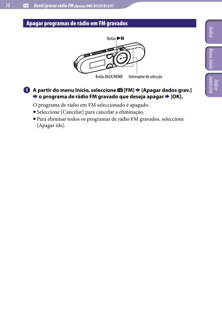 Sony NWZ-B153 - NWZ-B153 Istruzioni per l'uso Portoghese