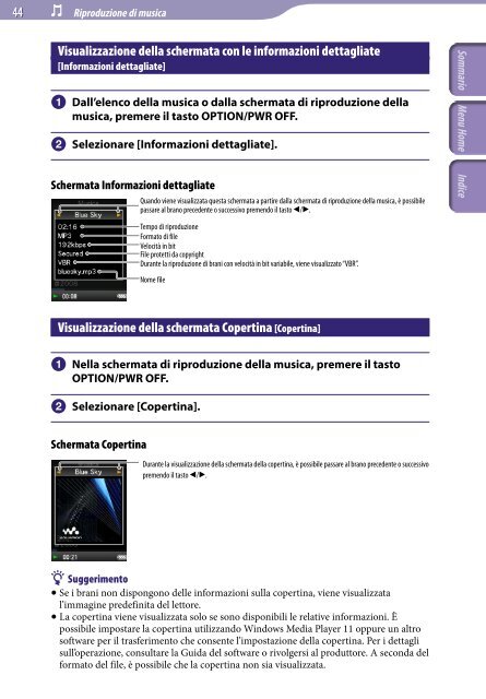 Sony NWZ-E444 - NWZ-E444 Istruzioni per l'uso Italiano