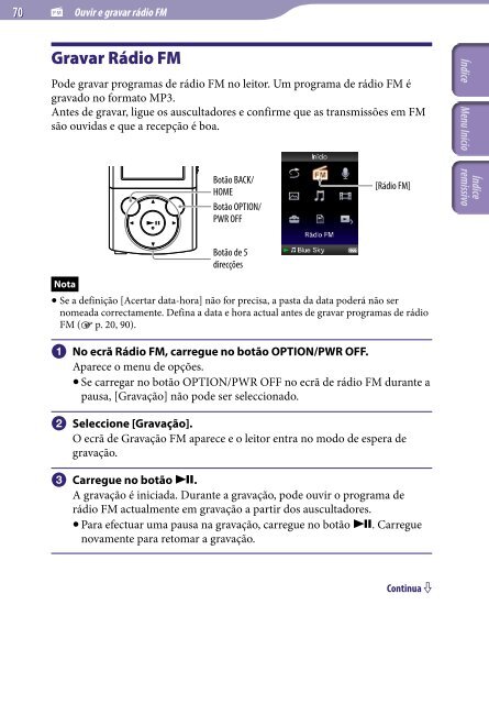 Sony NWZ-E444 - NWZ-E444 Istruzioni per l'uso Portoghese